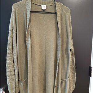 Olive Knit Open Cardigan